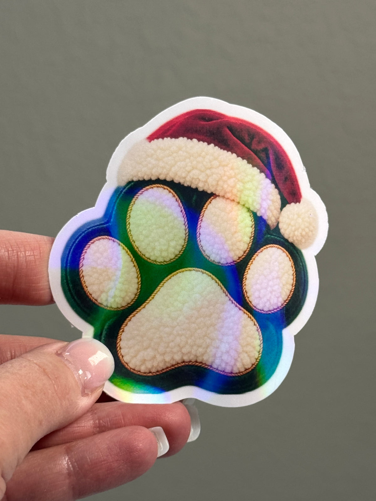 Christmas Paw Holographic Sticker